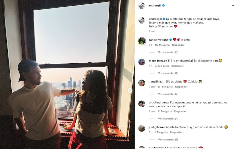 Andrés Gil y Cande Vetrano (Foto: Instagram @andresgill)