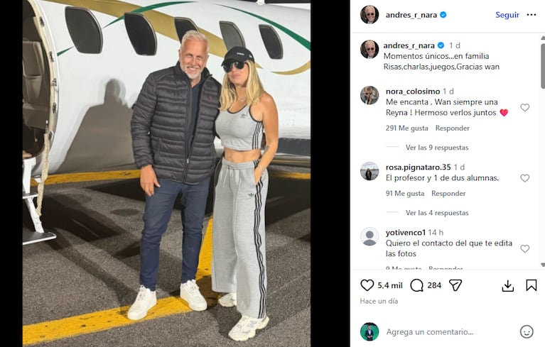 Andrés Nara tuvo un emotivo gesto con Wanda en Punta del Este: “Sos excelente” | Créditos: Instagram @andres_r_nara