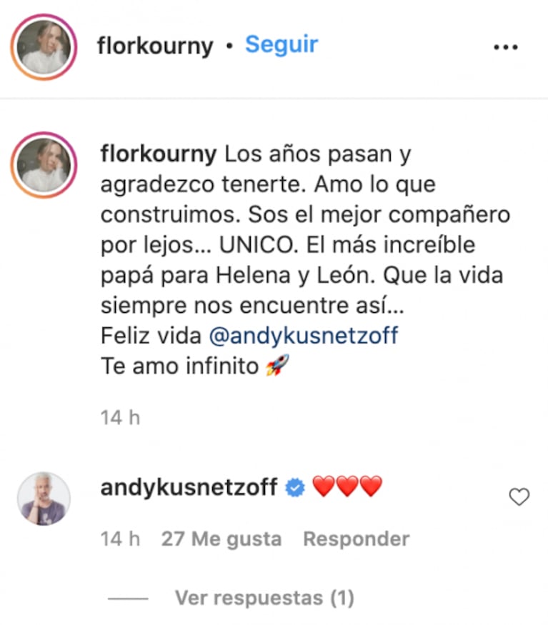 Andy Kusnetzoff  cumplió 51 años y su pareja le dedicó un profundo mensaje: "Sos el mejor compañero"