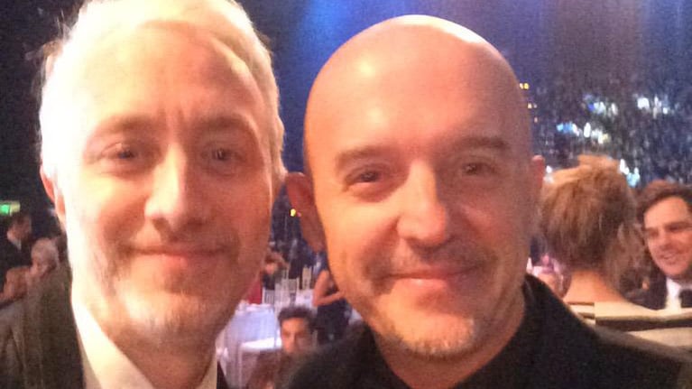 Andy Kusnetzoff y El Pelado López, reconciliados en la gala de Telefe (Foto: Twitter)