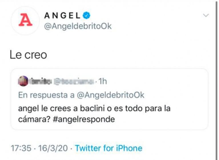 Ángel de Brito "bancó" a Martín Baclini en medio del conflicto con Cinthia Fernández: "Le creo" 