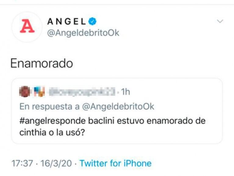 Ángel de Brito "bancó" a Martín Baclini en medio del conflicto con Cinthia Fernández: "Le creo" 