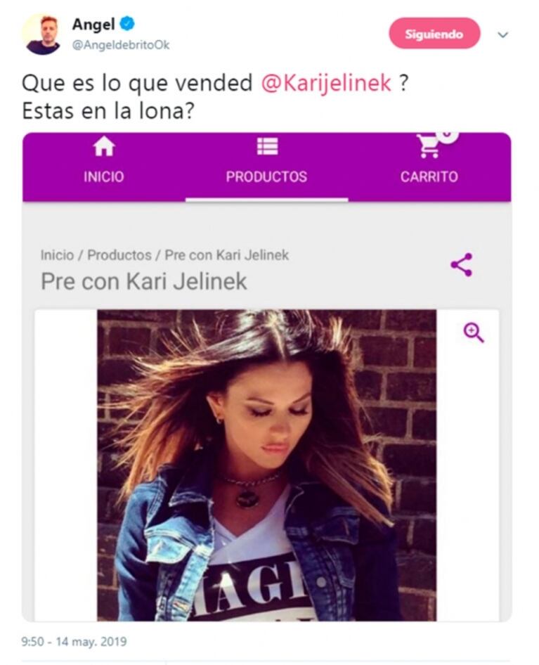 Ángel de Brito chicaneó a Jelinek por vender "previas" con ella y Karina retrucó: "Hay mucha inflación"