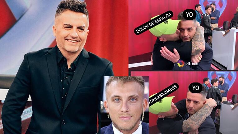 Ángel de Brito compartió un desopilante "meme" que hicieron con una foto en la que el Polaco intenta abrazarlo en medio del conflicto.