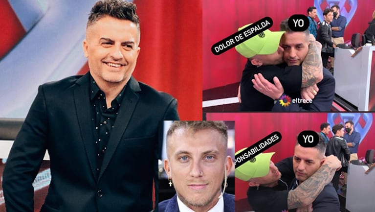 Ángel de Brito compartió un desopilante "meme" que hicieron con una foto en la que el Polaco intenta abrazarlo en medio del conflicto.