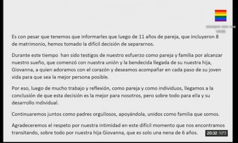 Ángel de Brito confirmó la separación de María Fernanda Callejón y Ricky Diotto tras 11 años de amor