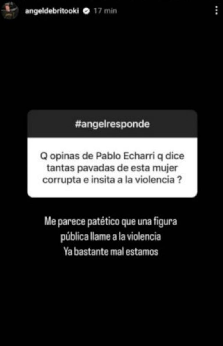 Ángel de Brito criticó muy fuerte a Pablo Echarri por su defensa a Cristina Fernández: "Patético"