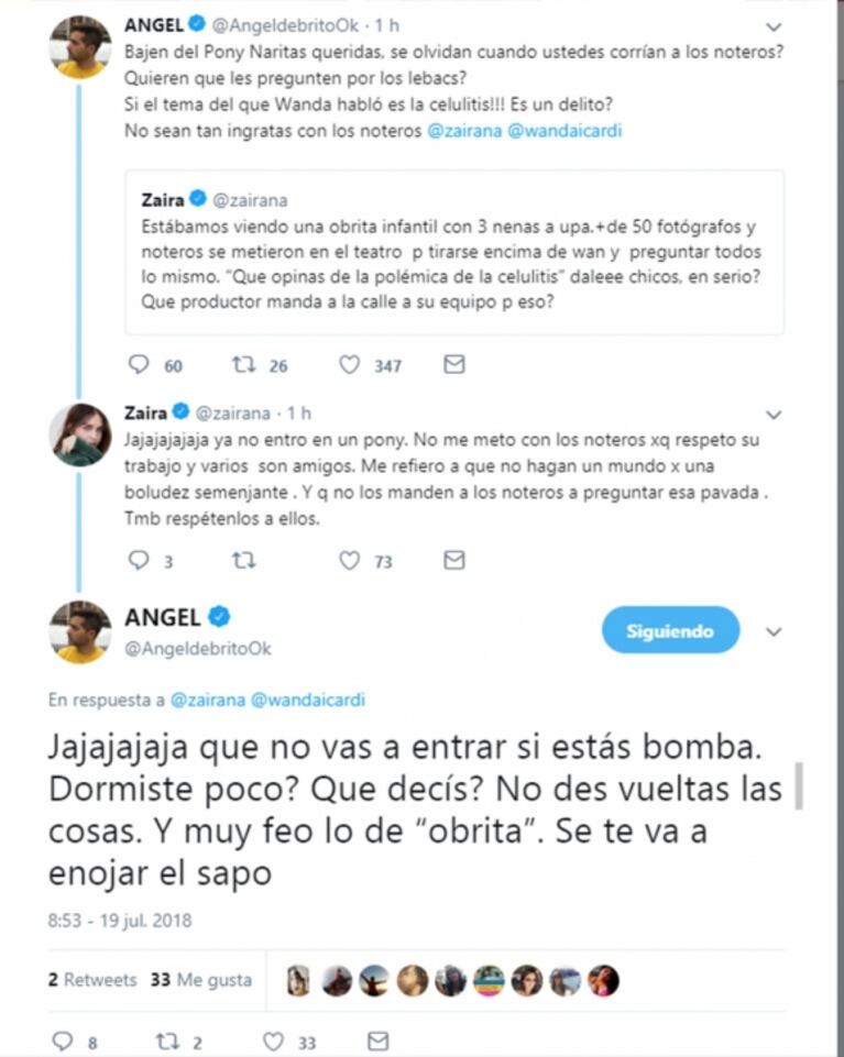 Ángel de Brito, demoledor contra Wanda y Zaira Nara por sus quejas sobre la prensa
