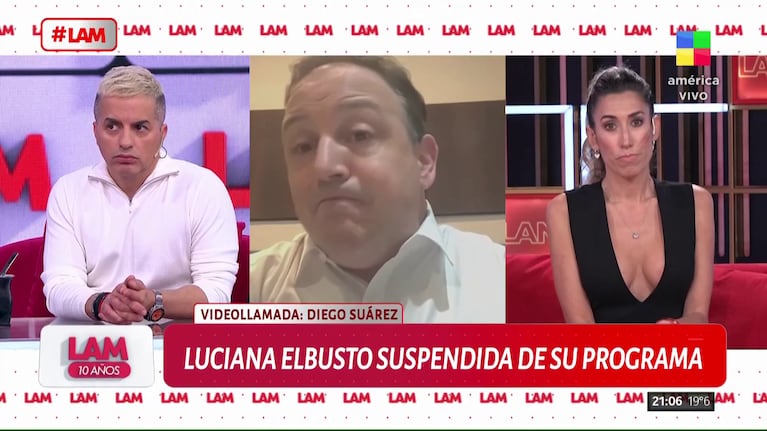 Ángel de Brito, Diego Suárez y Luciana Elbusto en LAM (Foto: captura de América).