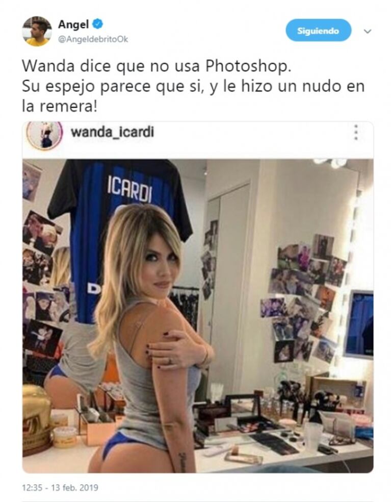 Ángel de Brito dudó de una foto de Wanda... ¡y ella la borró!: "Dice que no usa Photoshop, su espejo parece que sí"