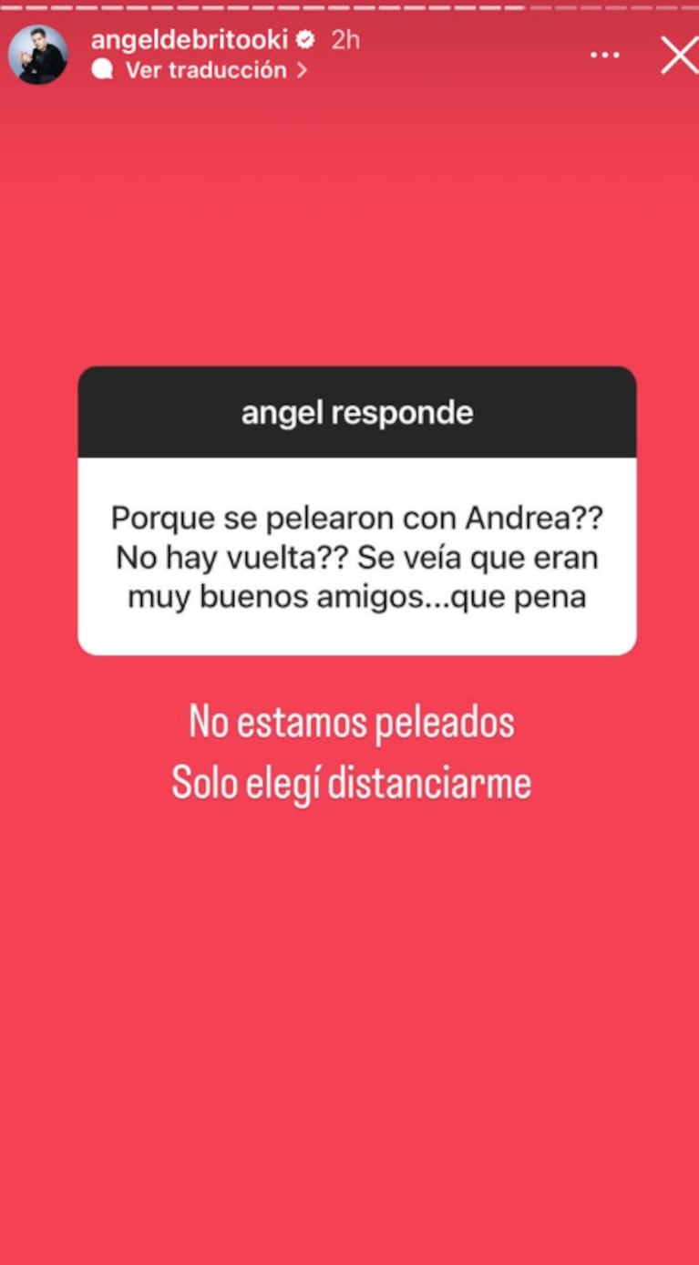 Ángel de Brito explicó cuándo se terminó la amistad con Andrea Taboada: “Nadie se enteró”