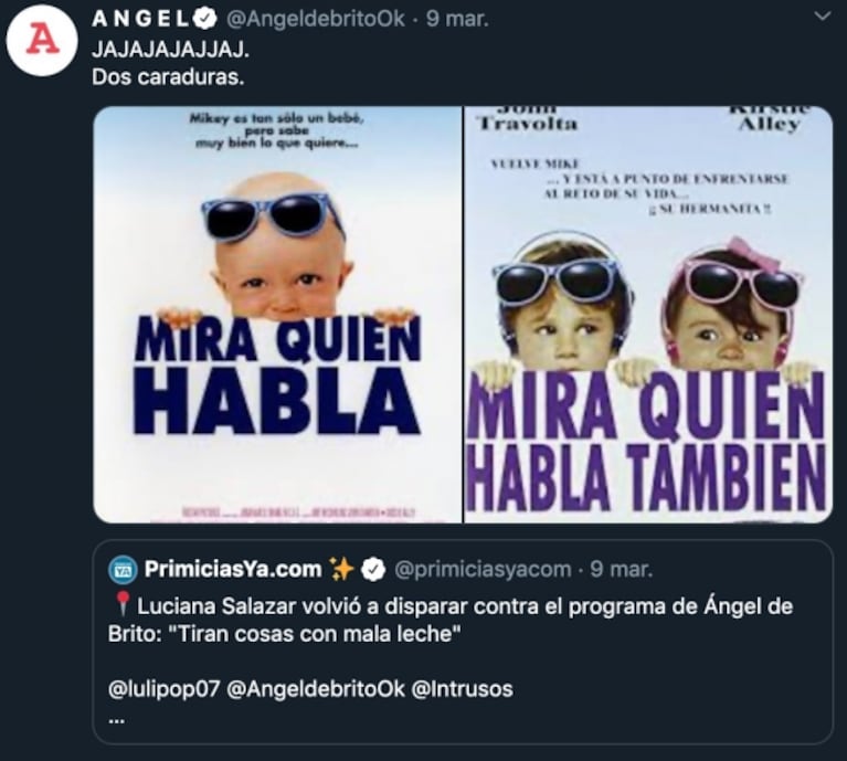 Ángel de Brito fulminó a Luciana Salazar y Jorge Rial, tras la crítica a LAM en Intrusos: "Dos caraduras"