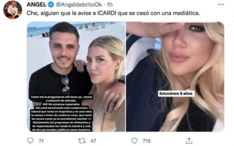 Ángel de Brito fulminó a Mauro Icardi por sus dichos en medio de la separación de Wanda Nara