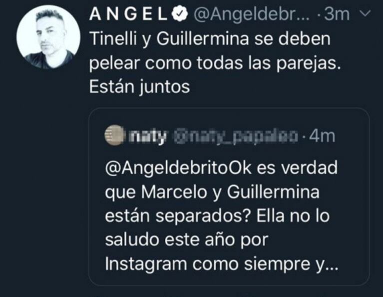 Ángel de Brito habló de la versión de crisis entre Marcelo Tinelli y Guillermina Valdés: "Están juntos"