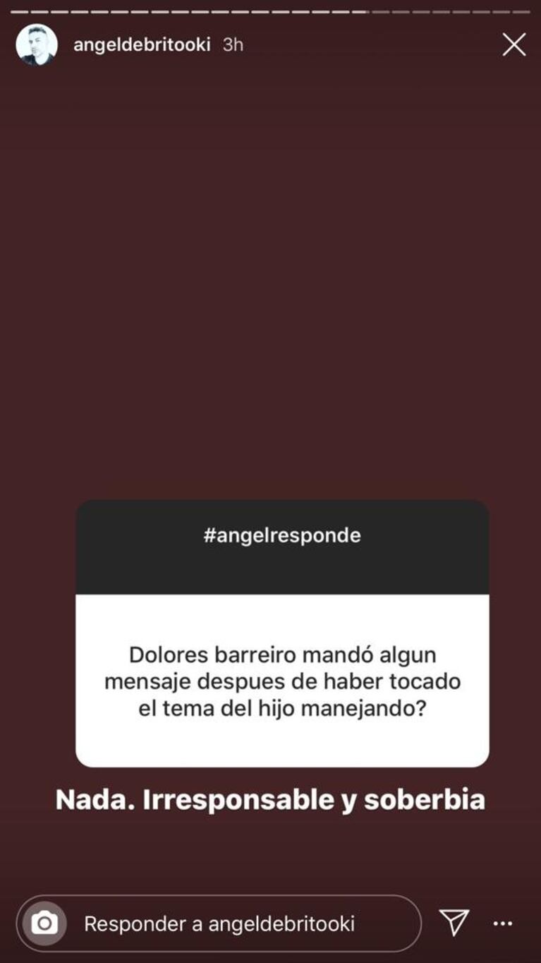 Ángel de Brito, implacable con Dolores Barreiro por el video de su hijo manejando: "Irresponsable y soberbia"