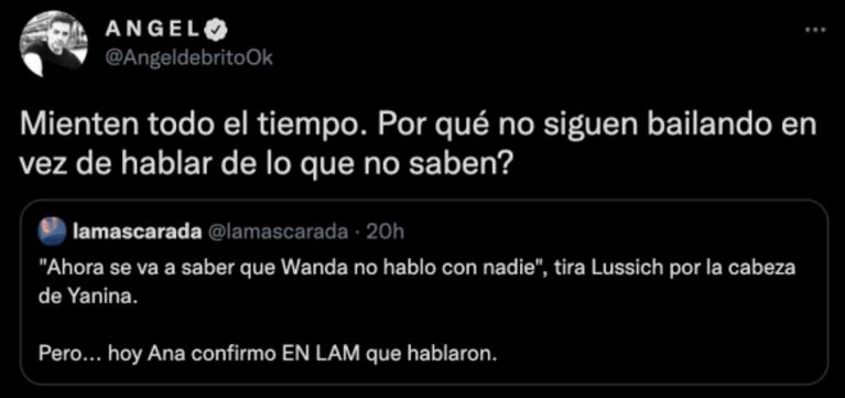 Ángel de Brito le dedicó un fuerte tweet a Intrusos: "Mienten todo el tiempo"