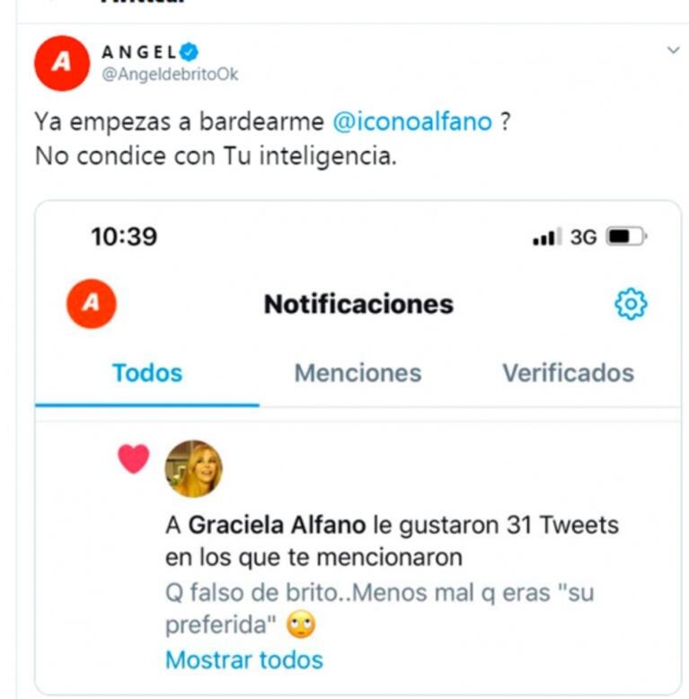 Angel de Brito, muy picante contra Graciela Alfano a días de su partida de LAM: "¿Ya empezás a bardearme?"