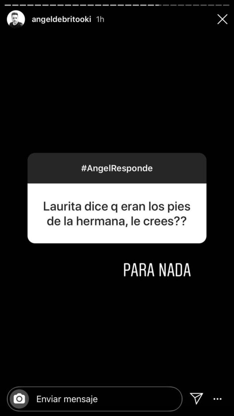 Ángel de Brito opinó de la misteriosa foto de Laurita Fernández en la que aparecen unos pies: "No le creo nada"