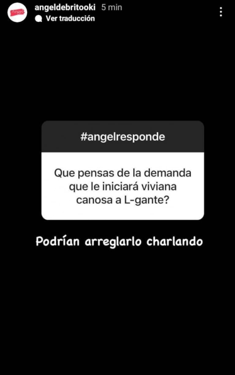 Ángel de Brito opinó sobre la pelea de L-Gante y Viviana Canosa: "Podrían arreglarlo charlando"