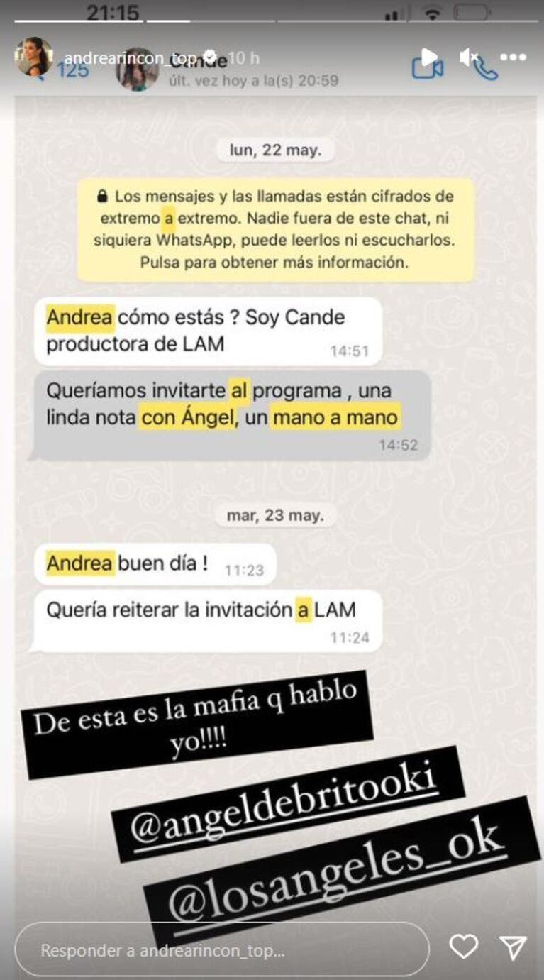 Ángel de Brito, picante con Andrea Rincón tras su escándalo con Intrusos y por tildar de “mafia” a LAM