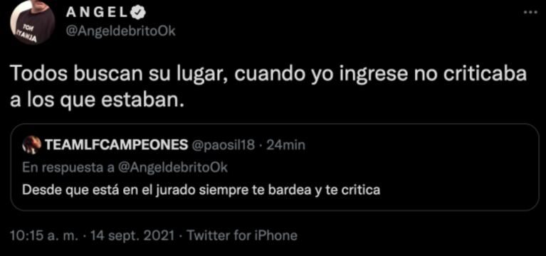 Ángel de Brito reaccionó con ironía luego de que Jimena Barón dijera que no tiene escrúpulos: "Ella funciona en las redes buscando su gracia"