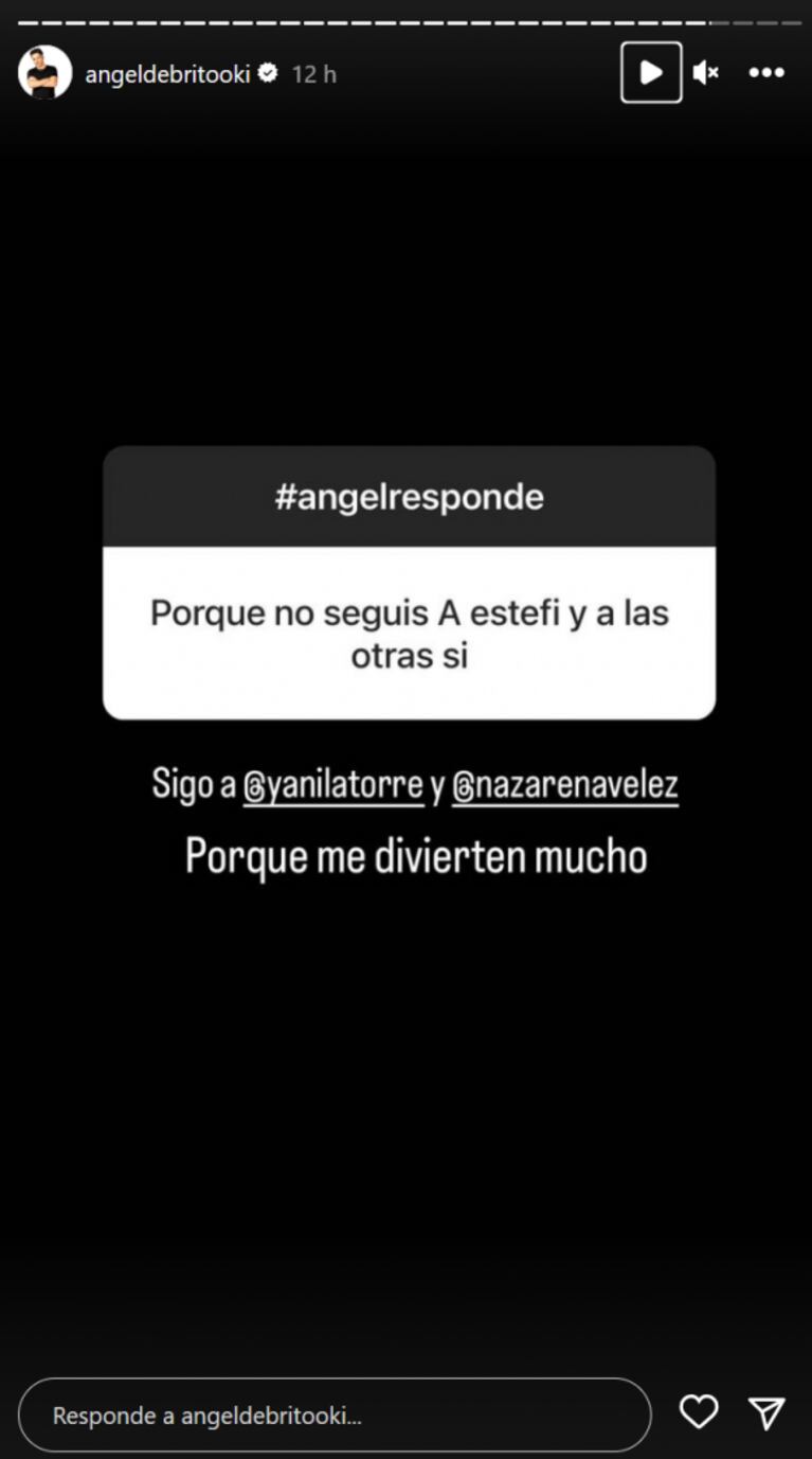 Ángel de Brito reveló por qué no sigue a Estefi Berardi en Instagram tras la versión de que no se bancan más