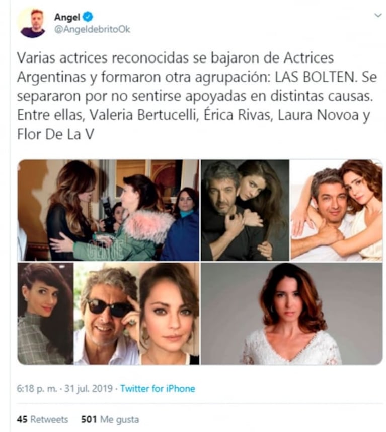 Ángel de Brito reveló una fuerte interna en Actrices Argentinas: qué famosas se fueron y crearon otro colectivo