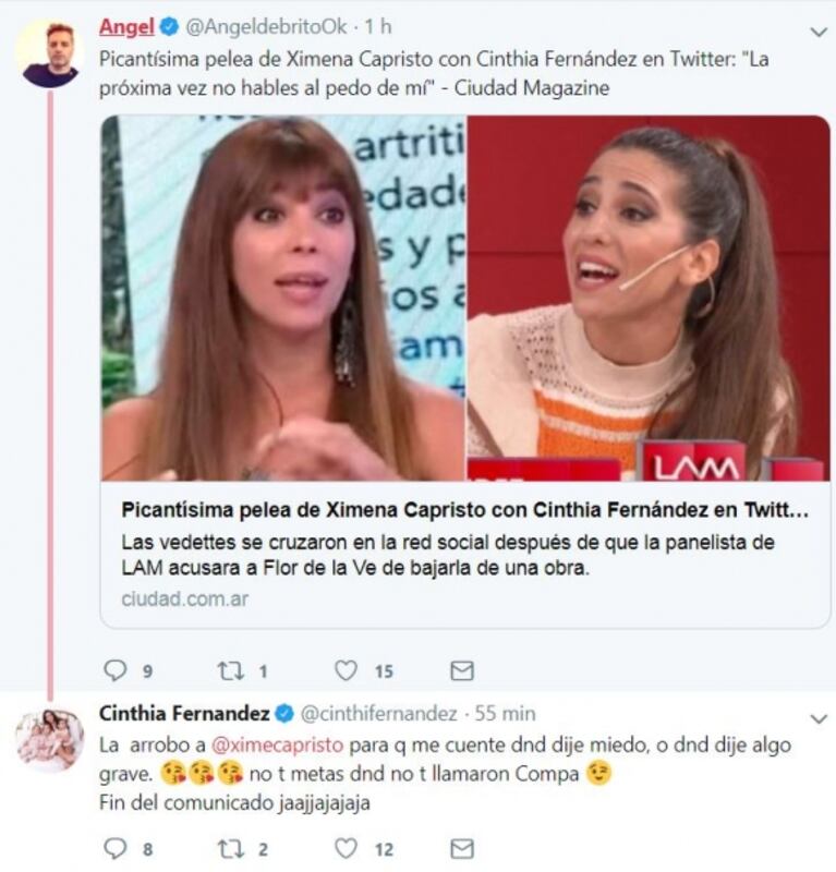 Ángel de Brito se metió en el cruce de Cinthia Fernández y Ximena Capristo: ¡la reacción de su panelista!