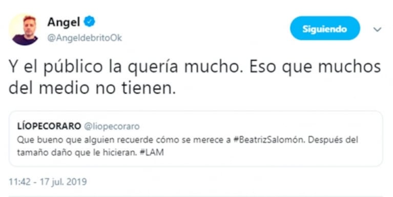 Ángel de Brito y un mensaje fulminante a quienes dañaron a Beatriz Salomón: "Así les va a ciertas lacras"