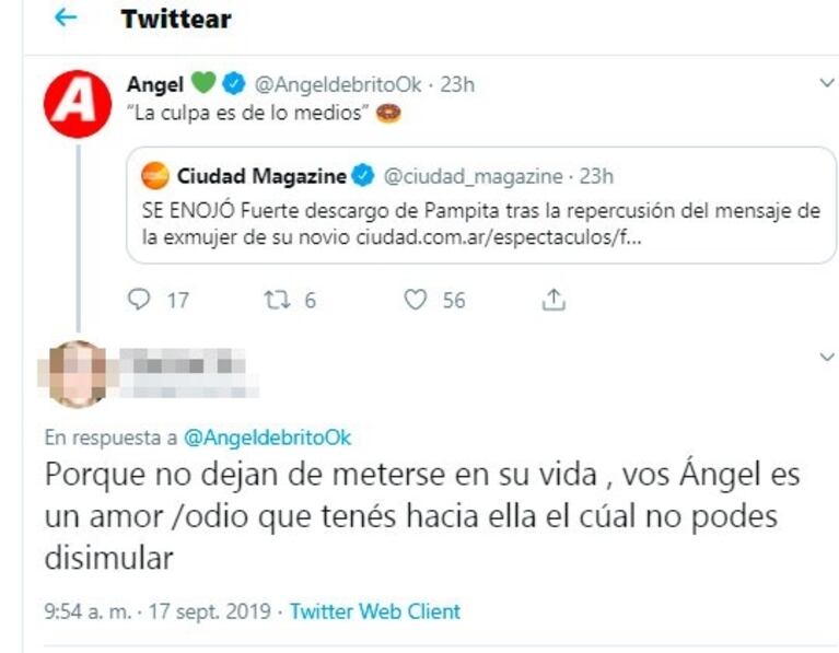 Ángel de Brito y una filosa definición de Pampita: "Toda su carrera se apoyó en mostrar su vida"