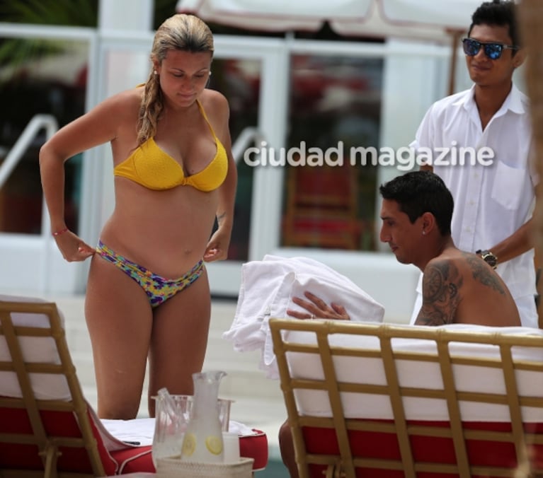 Ángel Di María y Jorgelina Cardoso, embarazada de su segunda hija.