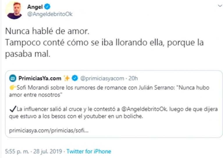 Ángel reveló qué pasó tras la escandalosa pelea de Flor de la Ve y Pampita: "Cuando terminamos de grabar..."