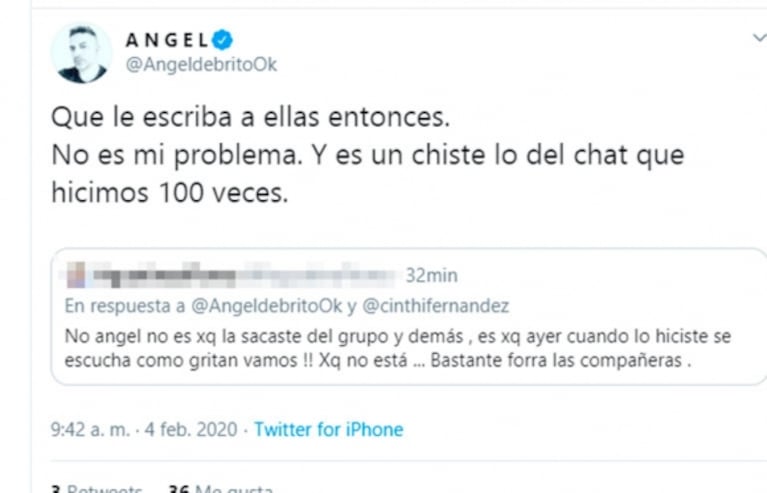 Ángel y un explosivo mensaje para Cinthia Fernández por la polémica por su salida de LAM: "No me uses para..."