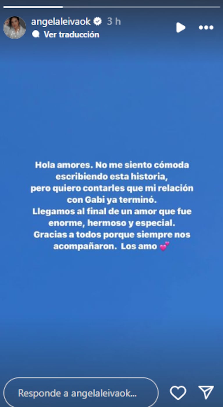 Ángela Leiva confirmó que se separó de su novio (Foto: captura Instagram/angelaleivaok)