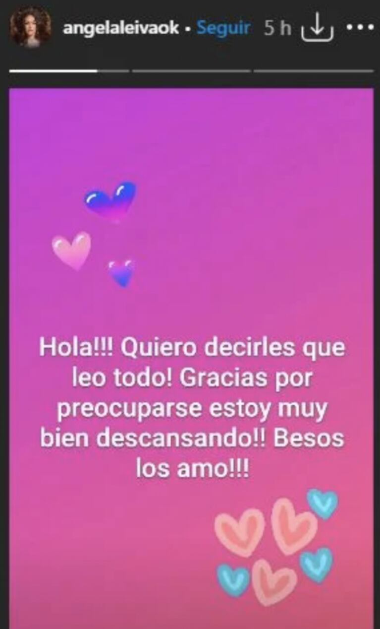 Ángela Leiva contó cómo sobrelleva el coronavirus: "Estoy muy bien y descansando"