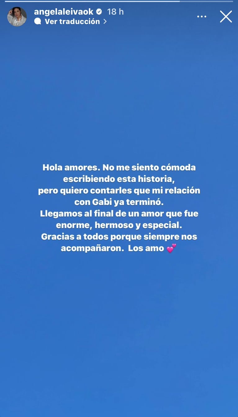 Ángela Leiva en sus redes sociales.