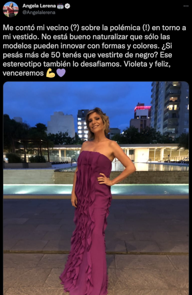 Ángela Lerena salió al cruce de Yanina Latorre por criticar su look: "¿Si pesás más de 50 kilos tenés que vestirte de negro?"