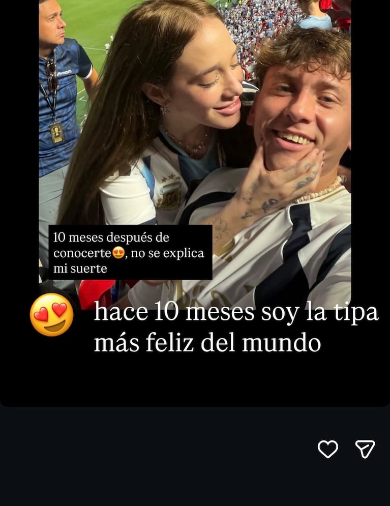 Ángela Torres y Marcos Giles: 10 meses y un posteo que borra cualquier crisis. Crédito: Instagram