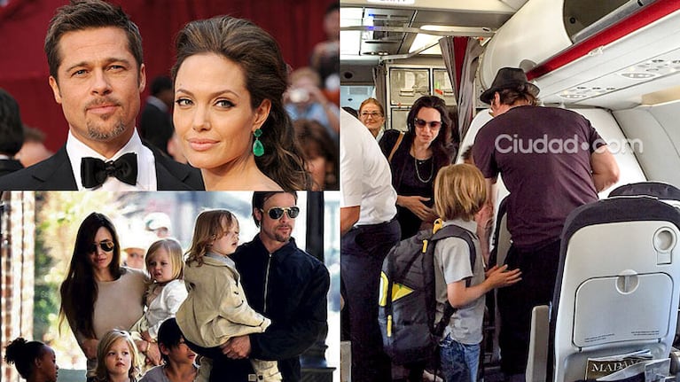 Angelina Jolie, Brad Pitt y sus seis hijos, de viaje... ¡en clase turista!