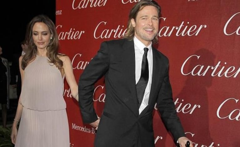 Angelina Jolie y Brad Pitt con su bastón en el Festival Internacional de Cine de Palm Spring. (Foto: Web)
