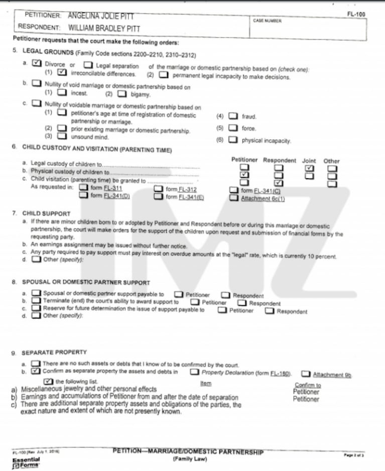 Angelina Jolie y Brad Pitt, separados: los papeles de divorcio que presentó la actriz con el pedido de custodia de sus 6 hijos