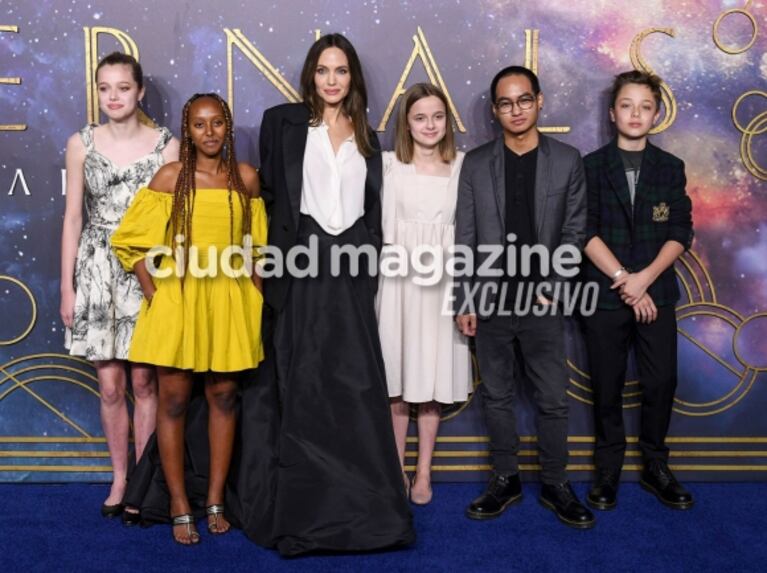 Angelina Jolie y sus hijos brillaron en el estreno de Eternals, la nueva película de superhéroes de Marvel