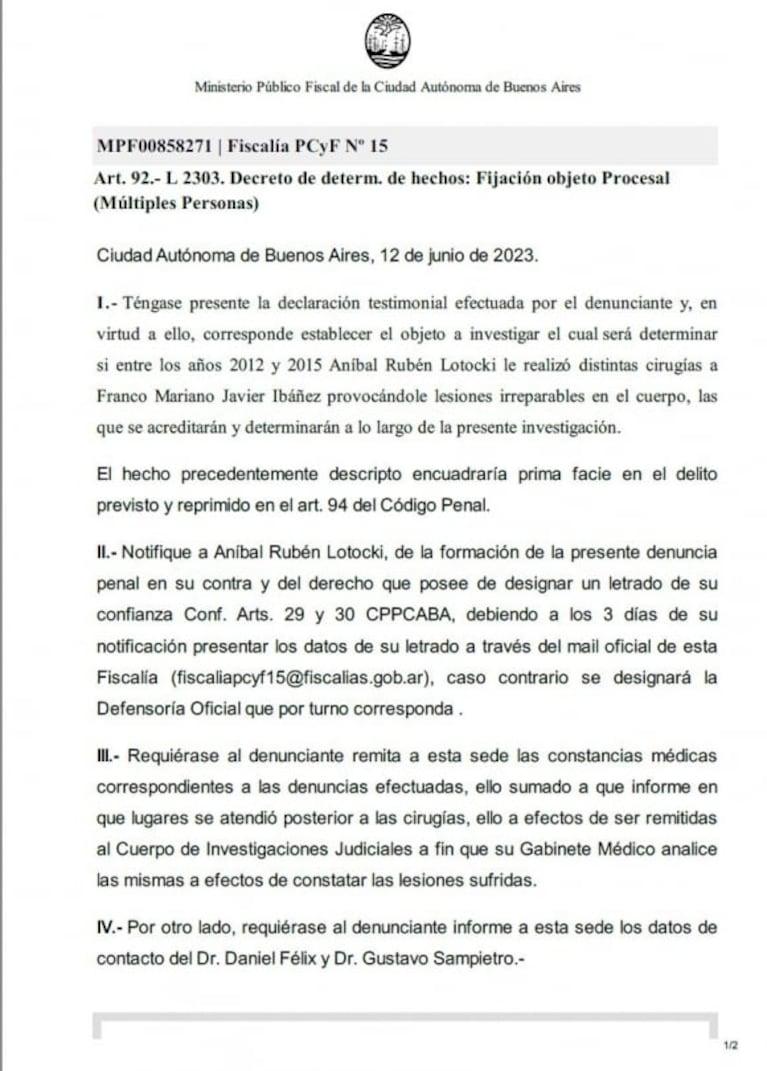 Aníbal Lotocki denunció a Fran Mariano por difamarlo y el ex Cuestión de Peso ahora teme por su vida