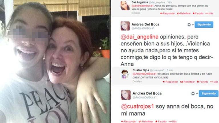 Anna, la hija de Andrea Del Boca, tomó "prestada" la cuenta de su mamá (Fotos: Twitter).