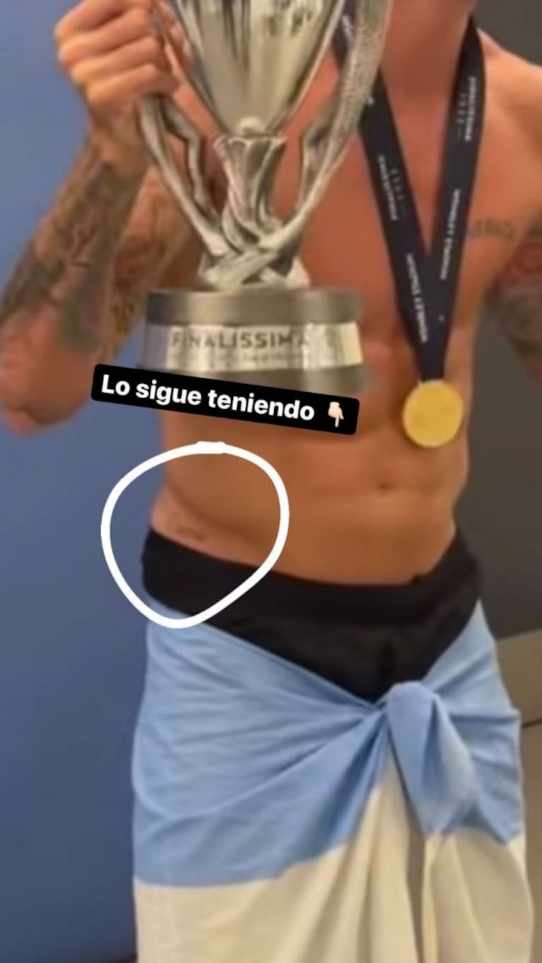 Antes de saludar a Tini, a Rodrigo de Paul se le vio un tatuaje dedicado a Camila Homs