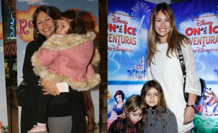 Antes: Pampita junto a su hija en brazos. Ahora: Blanca ya es toda una niña.