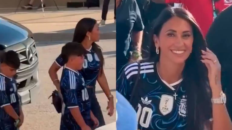 Antonela Roccuzzo con Mateo y Ciro Messi. (@naiaravecchio)