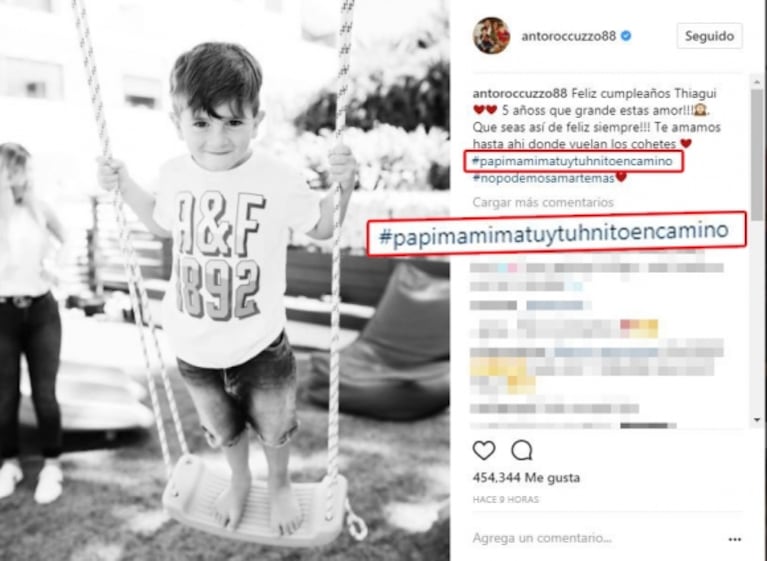 Antonela Roccuzzo confirmó el sexo de su bebé en camino en el cumpleaños de Thiago, su hijo mayor: "Te amamos todos y tu hermanito en camino"
