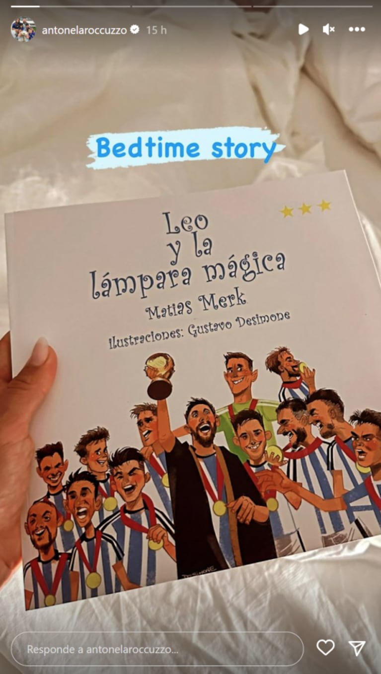 Antonela Roccuzzo mostró el libro infantil que les lee a sus hijos: inspirado en Lionel Messi y la victoria en el Mundial de Qatar
