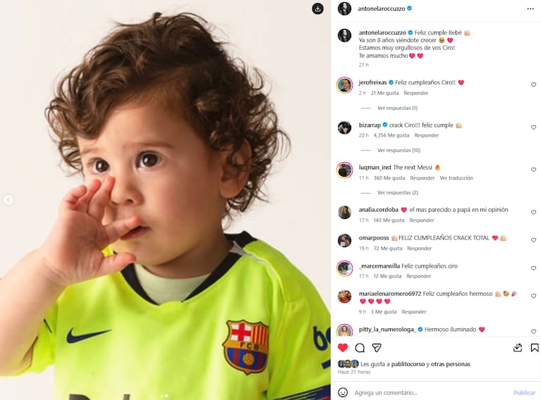 Antonela Roccuzzo publicó un tierno saludo por el cumpleaños de su hijo Ciro Messi | Créditos: Instagram @antonelaroccuzzo